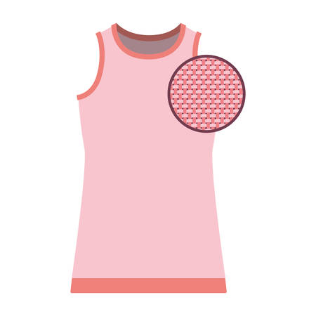 colorful silhouette of female t-shirt without sleeves and circle of macro textile pattern vector illustrationのイラスト素材