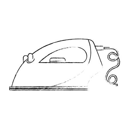 Monochrome blurred silhouette of clothing iron icon in side view vector illustration.のイラスト素材