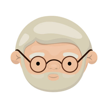 colorful face of elderly man with beard and glasses vector illustrationのイラスト素材