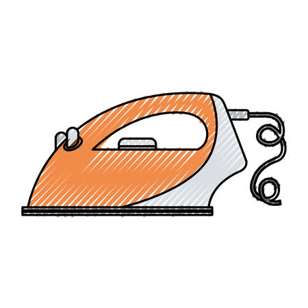 Colored crayon silhouette of clothing iron icon in side view vector illustrationのイラスト素材
