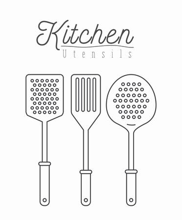white background with silhouette set collection kitchen utensils vector illustrationのイラスト素材