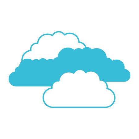 blue color silhouette with set of clouds vector illustrationのイラスト素材