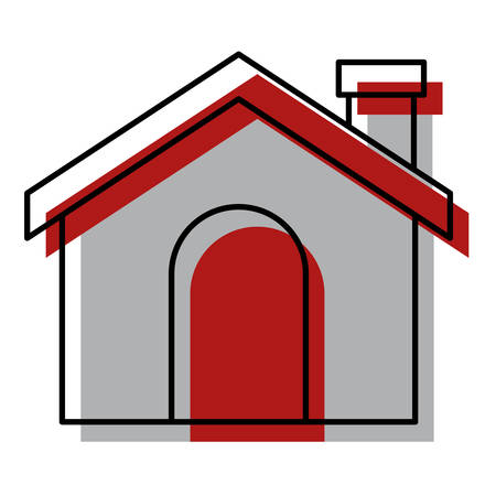 watercolor silhouette of house with chimney vector illustrationのイラスト素材