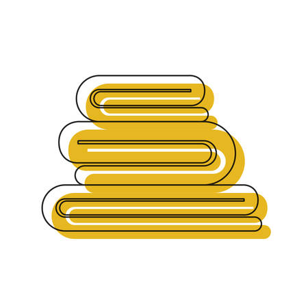 Yellow watercolor silhouette of stack folded bath towels vector illustrationのイラスト素材