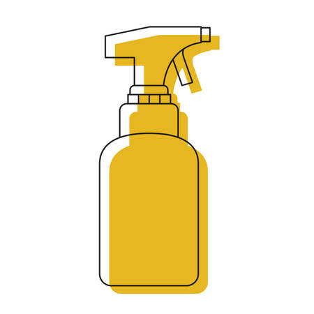 yellow watercolor silhouette of spray cleaner bottle vector illustrationのイラスト素材