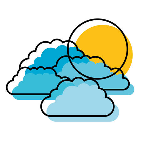watercolor silhouette with set of clouds and sun vector illustrationのイラスト素材