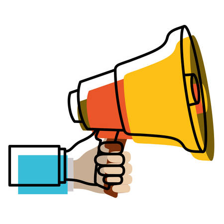 Watercolor silhouette of hand holding megaphone vector illustrationのイラスト素材