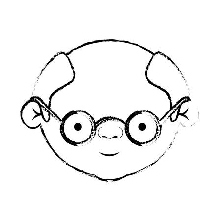 blurred silhouette of face bald elderly man with glasses vector illustrationのイラスト素材
