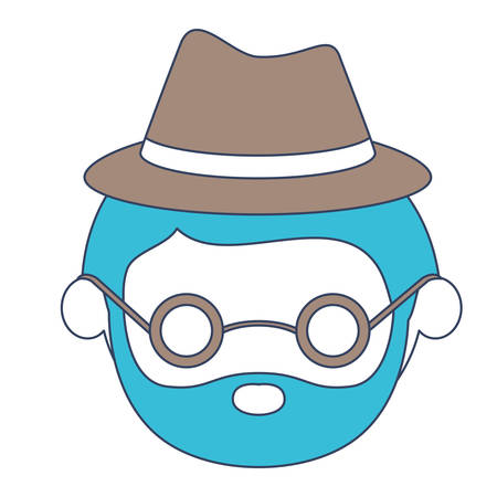 faceless caricature elderly bearded man with hat and glasses in color section silhouette vector illustrationのイラスト素材