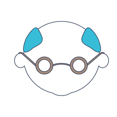 faceless caricature bald grandfather with glasses in color section silhouette vector illustrationのイラスト素材