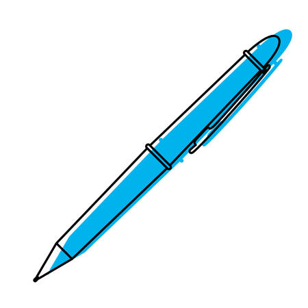 Pen icon blue watercolor silhouette vector illustration.のイラスト素材