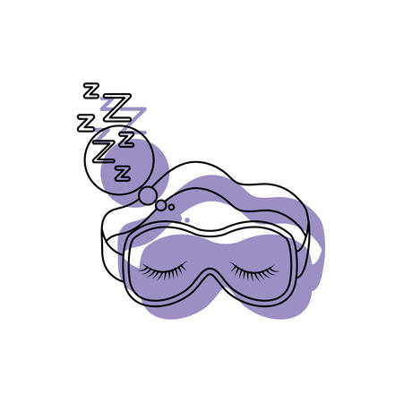 sleep mask with snoring sign in bubble callout purple watercolor silhouette on white background vector illustrationのイラスト素材