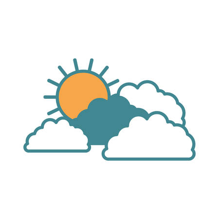 sun and clouds silhouette color sections vector illustrationのイラスト素材