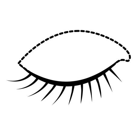 eye closed female closeup dotted silhouette on white background vector illustrationのイラスト素材