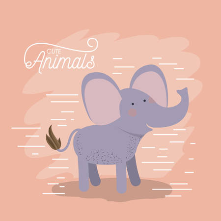 Cartoon drawn of animal elephant with lines illustrationのイラスト素材