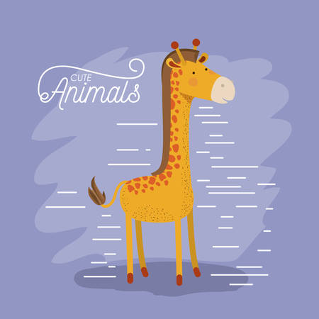 Cartoon drawn of animal giraffe with lines illustrationのイラスト素材