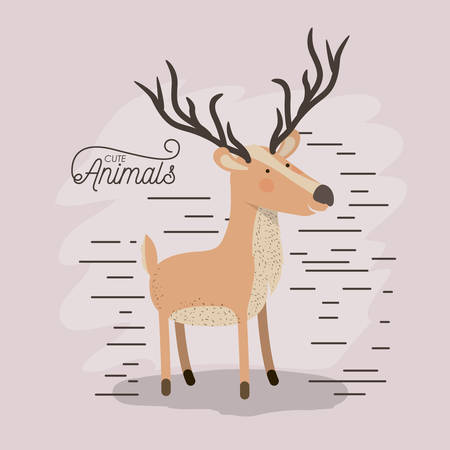 Cartoon drawn of animal moose with lines illustrationのイラスト素材