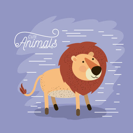 Cartoon drawn of animal lion with lines illustrationのイラスト素材