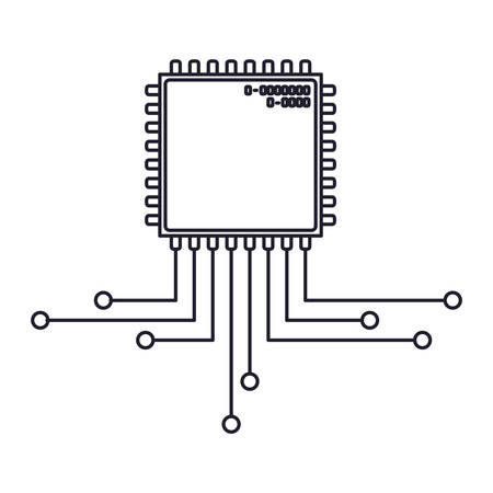 cpu microprocessor icon monochrome silhouette on white background vector illustrationのイラスト素材