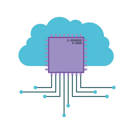 Cloud storage data and microchip icon.のイラスト素材