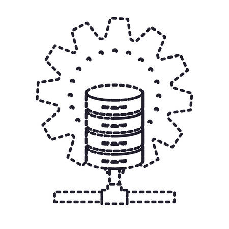 data base center monochrome silhouette dotted vector illustrationのイラスト素材
