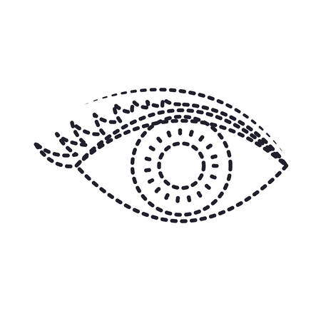 eye with eyelashes in monochrome silhouette dotted vector illustrationのイラスト素材