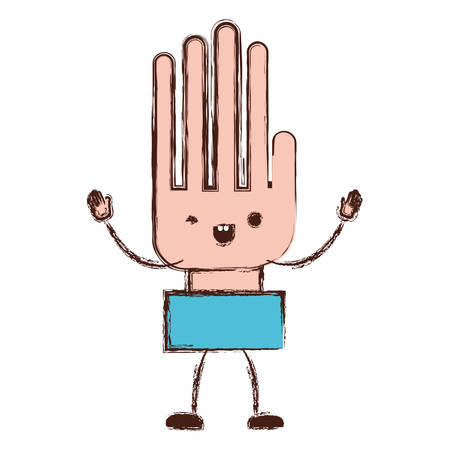 hand cartoon in colorful blurred silhouette vector illustrationのイラスト素材