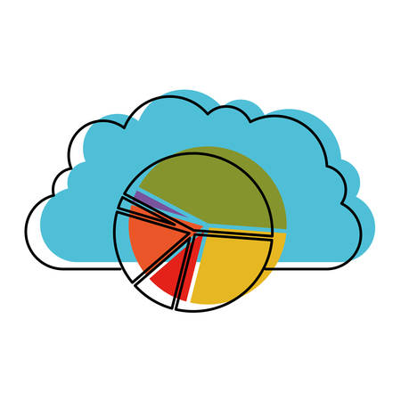 cloud storage data service icon and available space circular graphic shading in watercolor silhouette vector illustrationのイラスト素材