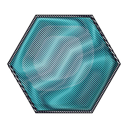 hexagon emblem in colored crayon silhouette vector illustrationのイラスト素材