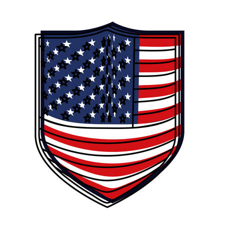 badge with flag united states of america colorful watercolor silhouette vector illustrationのイラスト素材