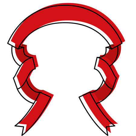 ribbon decorative in red watercolor silhouette in shape of arch with several folds vector illustrationのイラスト素材