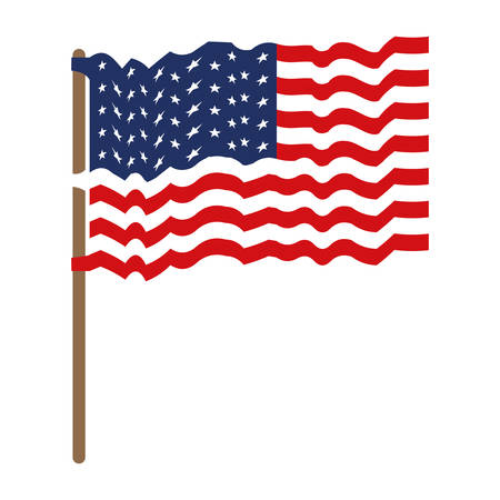 flag united states of america waving in flagpole and colorful silhouette without contour vector illustrationのイラスト素材