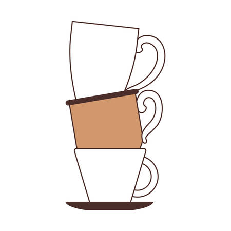 porcelain cup stack silhouette color section on white background vector illustrationのイラスト素材