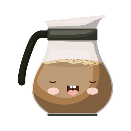 rounded glass jar of coffee with handle colorful kawaii silhouette vector illustrationのイラスト素材