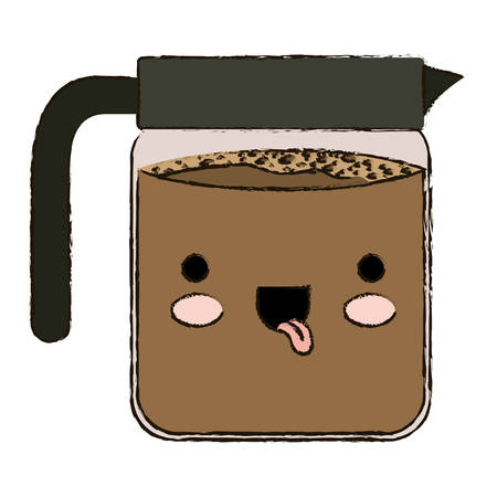 glass jar of coffee with handle colorful kawaii blurred silhouette vector illustrationのイラスト素材