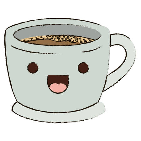 cup of coffee with handle colorful kawaii blurred silhouette vector illustrationのイラスト素材