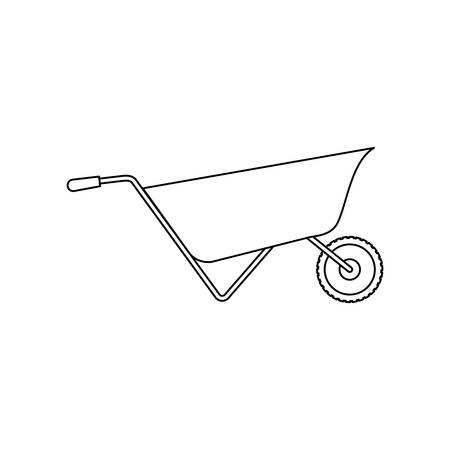 wheelbarrow flat icon monochrome silhouette vector illustrationのイラスト素材