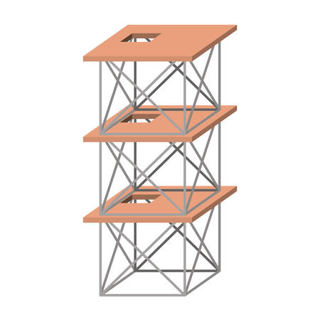 scaffold three floors colorful silhouette without contour vector illustrationのイラスト素材