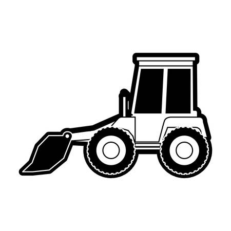 bulldozer flat icon black silhouette vector illustrationのイラスト素材