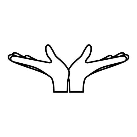 pair open hands gesture on black silhouette vector illustrationのイラスト素材