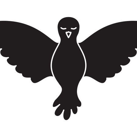 pigeon peace front view on monochrome silhouette vector illustrationのイラスト素材
