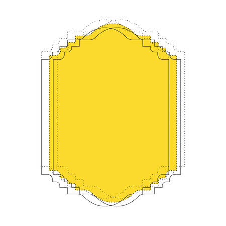 heraldic silhouette decorative frame in yellow watercolor vector illustrationのイラスト素材
