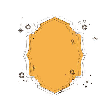 heraldic silhouette decorative frame in aged yellow color vector illustrationのイラスト素材