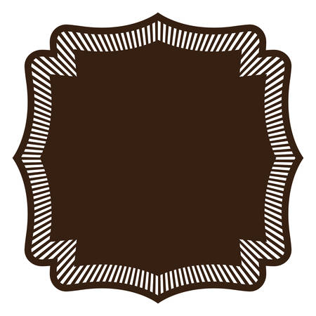 heraldic silhouette decorative frame in brown color with striped edge vector illustrationのイラスト素材