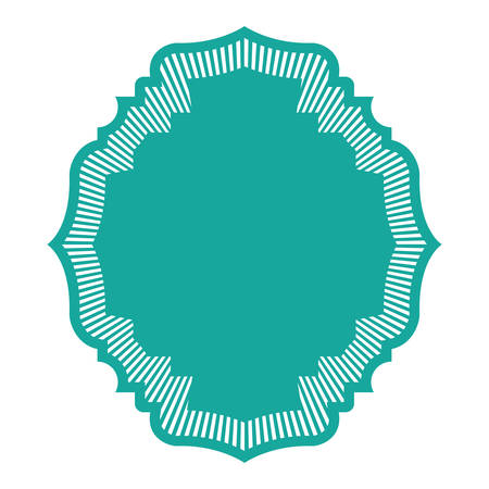 heraldic silhouette decorative frame in aged blue color with striped edge vector illustrationのイラスト素材