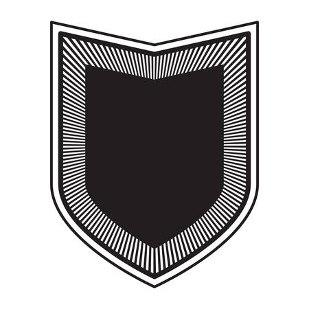 shield in black silhouette with decorative edge striped vector illustrationのイラスト素材