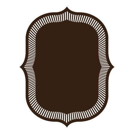 heraldic silhouette decorative frame in brown color with striped edge vector illustrationのイラスト素材