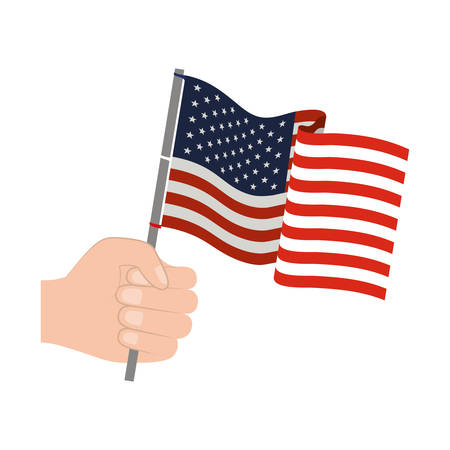 hand holding united states waving flag colorful silhouette vector illustrationのイラスト素材