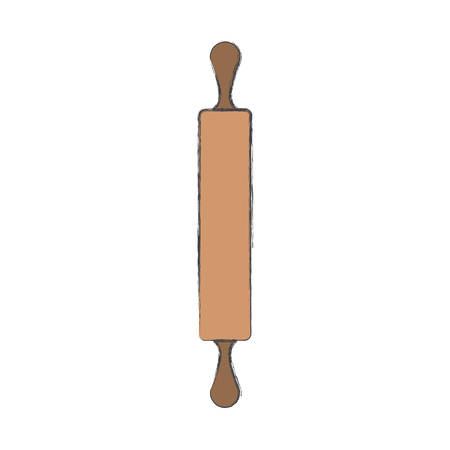 wooden rolling pin colorful blurred contour vector illustrationのイラスト素材