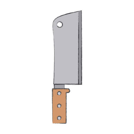 butcher knife colorful silhouette with blurred contour vector illustrationのイラスト素材